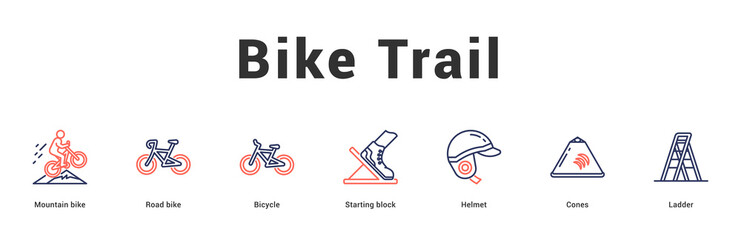 Bike Trail Modern and clean web banner illustration featuring thematic icons for visual communication
