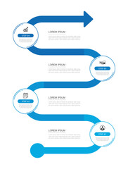 Professional business success 4 steps serpentine timeline infographic.