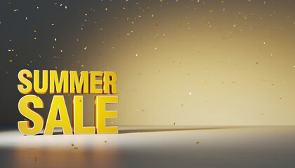 Golden Summer Sale Announcement With Falling Confetti and Dramatic Lighting - Ideal for Promotional Graphics