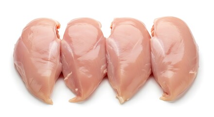 Four fresh raw boneless skinless chicken breasts, perfect for healthy cooking.