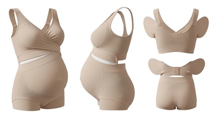 Maternity shapewear collection beige seamless design isolated