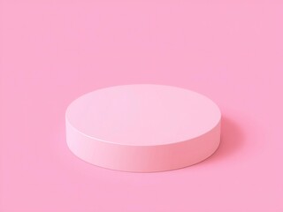 Minimalist pink cylinder podium on a solid pink background
