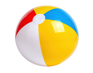 Colorful beach ball with red, yellow, blue panels