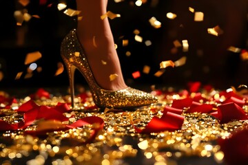 Neujahrs-Textur (Winter/Global) - Fokus auf die Textur und die Haptik von Neujahrs-Symbolen, die über das westliche Silvester hinausgehen (z.B. chinesisches Neujahr oder einfach Gold/Glanz)