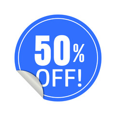 Blue 50% Off Discount Badge – Sale Sticker Vector Label