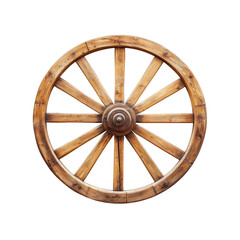 Antique Wooden Wheel Isolated on Black
