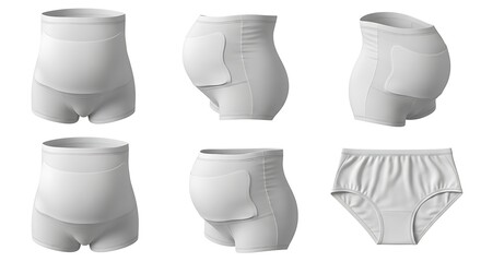 White maternity underwear set isolated on white background