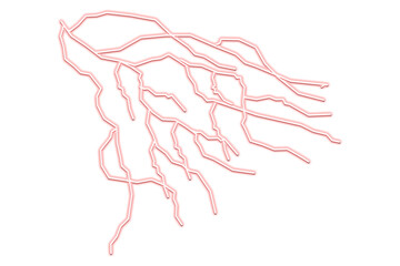 Abstract glowing pink lightning bolt on black background