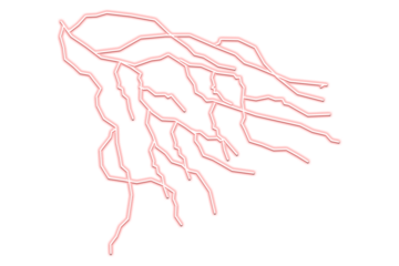 Abstract glowing pink lightning bolt on black background