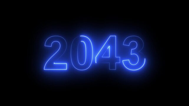 2043 Glowing Neon Line Text Animation, Powerful Abstract Neon Number Design in Stunning 4K Highlighting the Iconic and Important Year important date 2043.