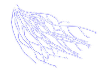 Abstract glowing electric sparks branching out on a black background