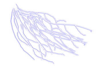 Abstract glowing electric sparks branching out on a black background