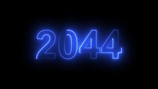 2044 Glowing Neon Line Text Animation, Powerful Abstract Neon Number Design in Stunning 4K Highlighting the Iconic and Important Year important date 2044.