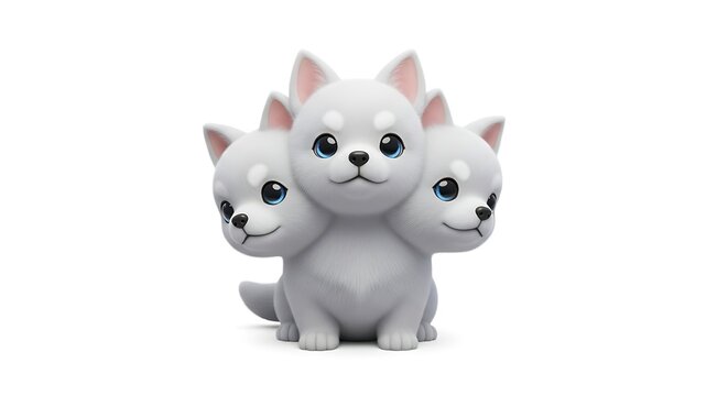 Three headed dog creature illustration on white background