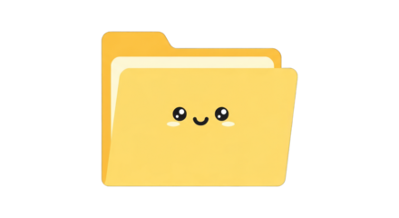 Cheerful folder illustration perfect for adding a playful touch to presentations, websites, or educational materials with its adorable kawaii style design