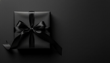 Single black gift box with black ribbon
