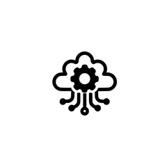 Technology cloud icon silhouette with gear inside vector illustration design concept computing symbol graphic art