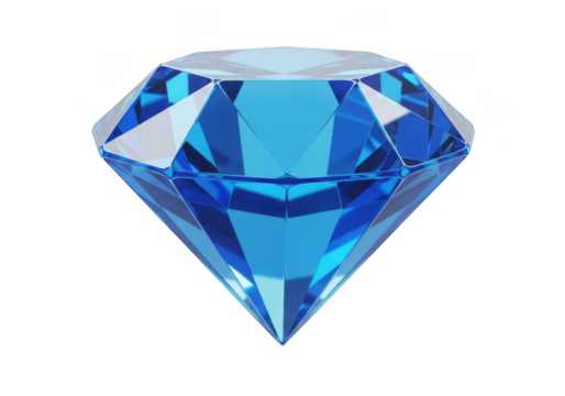 Brilliant blue diamond gemstone jewel precious stone luxury crystal sparkle facet shine isolated on transparent background