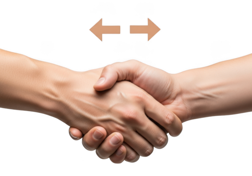 Handshake agreement deal partnership collaboration cooperation success business hand gesture arrows isolated on transparent background - Powered by Adobe
