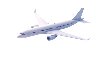 Sleek white passenger airplane, detailed view, isolated