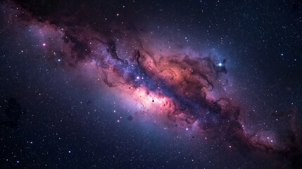 Galaxy in space with stars and cosmic nebula background