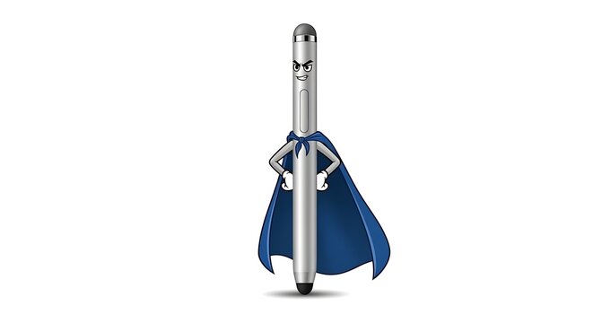 Superhero pen illustration creativity and power concept