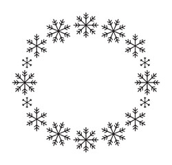 Snowflake wreath vector illustration minimalist design with winter holiday theme isolated on white background