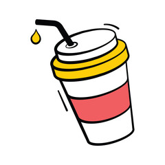 Well designed amazing hand drawn icon of soft drink, modern vector