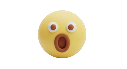 Surprised Emoji Face with Wide Open Mouth, Expressing Shock and Awe, Perfect for Social Media Reactions, Digital Communication, and Emotional Expression