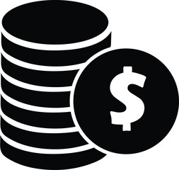Stack of coins with dollar sign icon