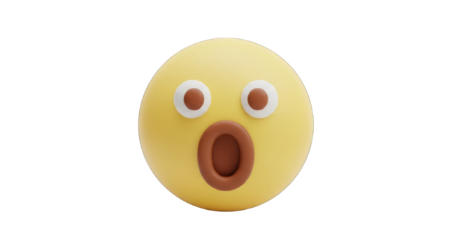 Surprised Emoji Face with Wide Open Mouth, Expressing Shock and Awe, Perfect for Social Media Reactions, Digital Communication, and Emotional Expression