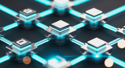 An interconnected network of digital server, a dynamic representation of modern technology and data transfer. Emphasizing the architecture of digital connection.