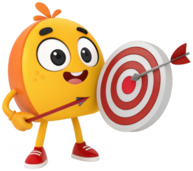 Mascot holding target arrow cartoon png 3D render png goal png achievement png aim png objective png character png success png focus png bullseye png transparent background image