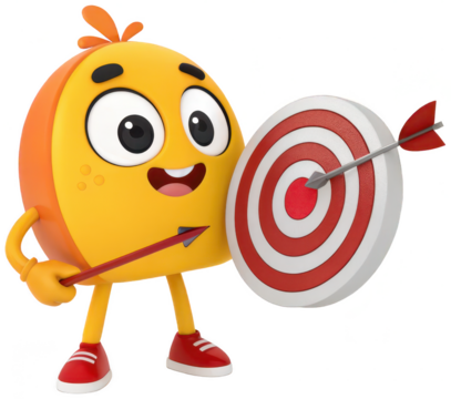 Mascot holding target arrow cartoon png 3D render png goal png achievement png aim png objective png character png success png focus png bullseye png transparent background image