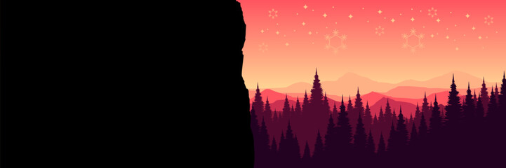 Serene and peaceful winter scene with a clean white snow-covered landscape and ample copy space.