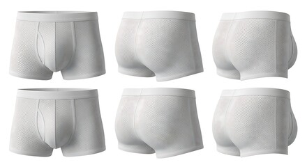 White boxer briefs isolated on white background various angles