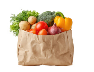 Brown paper bag overflowing with fresh produce