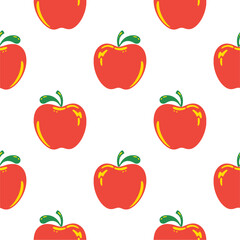 Cartoon red apple seamless pattern 