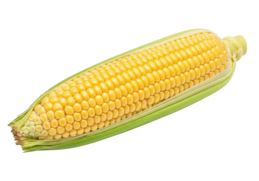 High-resolution corn on the cob stock image, yellow sweetcorn, maize, vegetable, healthy eating, agriculture, food photography, isolated on transparent background