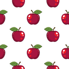 Cartoon red apple seamless pattern