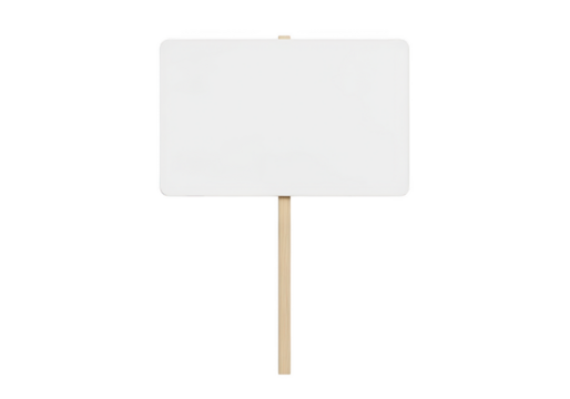 Blank white signboard on wooden post vector illustration, advertising billboard, empty sign, banner, mockup, template, isolated on transparent background