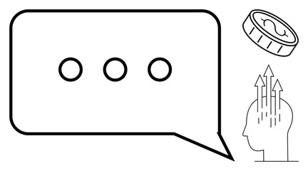 Communication concept. Speech bubble emphasizing dialogue and messaging. Communication linked to personal growth and finance. For business, education, productivity, mental health, digital media