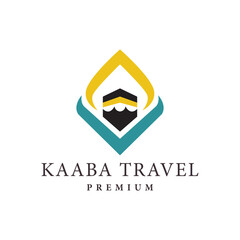 Travel logo  Kaaba  Mecca  Islamic  icon vector symbol illustration minimalist design