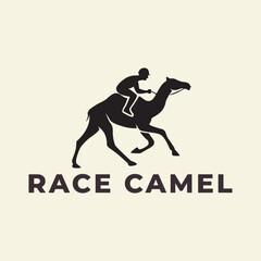 Camel racing logo  vector icon symbol illustration minimalist design
