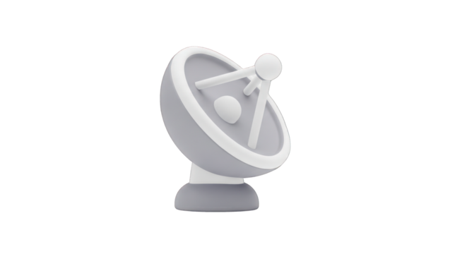 Modern satellite dish icon for global communication networks and technology solutions, symbolizing innovation and connectivity in sleek, minimalist design