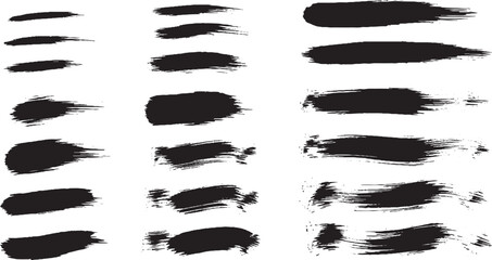 Collection of black ink brush strokes paint traces and grunge textures vector design elements for graphic design and creative projects background