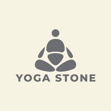 yoga logo  wellness  mediation  stone  abstract  icon vector symbol illustration minimalist design