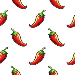 Seamless Red Chili Pepper Vector Pattern