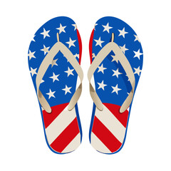 Colorful patriotic summer flip-flops vector illustration on the beach
