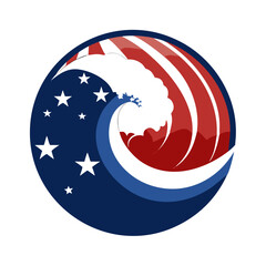 Blue vector illustration of a moon and star icon silhouette design